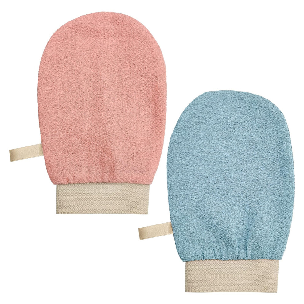 Glanzend Exfoliating Gloves, 2 Pack Body Scrub Glove Bath Spa Exfoliating Mitts, Dual-Sided Deep Clean Exfoliation Scrubbing Mitt, Dead Skin Remover Glove Deep