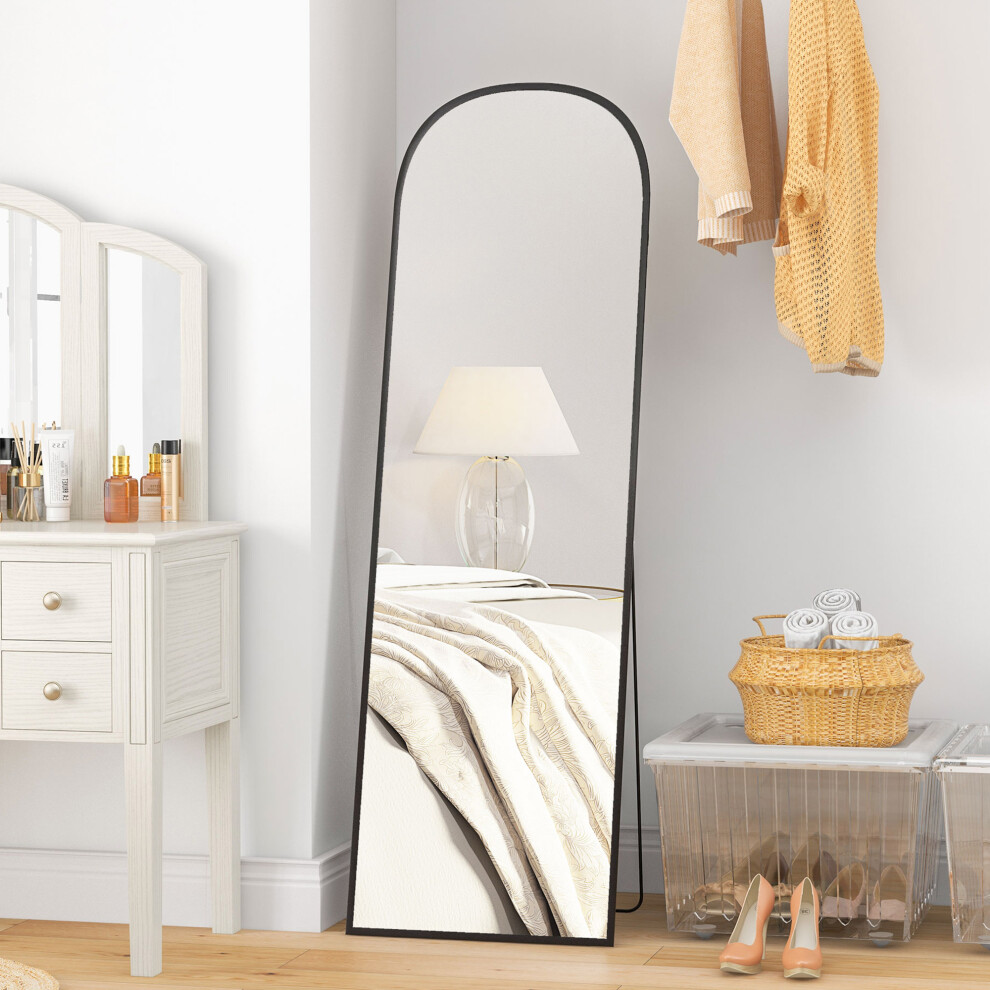 Homcom (Black) Full Length Mirror With Aluminium Alloy Frame Hanging Or Leaning Black