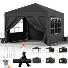 JUMMICO Pop up Gazebo with Sides 3m x 3m,Waterproof Gazebos With Sidewalls, Gazeebo UV50+ Outdoor Cheap Gazebo for Camping, Eventss, Parties, Camping,