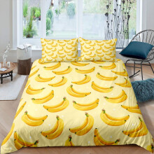 Banana Bedding Set for Kids Boys Girls Teens Tropical Fruit Yellow Summer Duvet Cover Lightweight Microfiber Quilt Cover Decor 2Pcs Comforter Cover