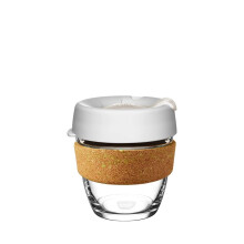 KeepCup Ace Range - Reusable Coffee Cup Tempered Glass and Recovered Tennis Ball Cork Band, Small 8oz/227ml - Racquet