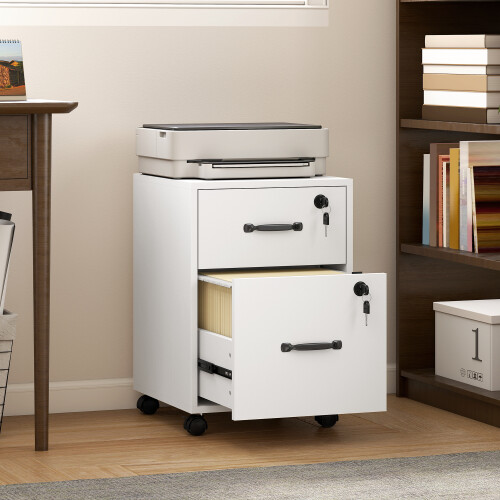 Homcom HOMCOM Roll File Cabinet with Drawer, Organiser Letter Size, White