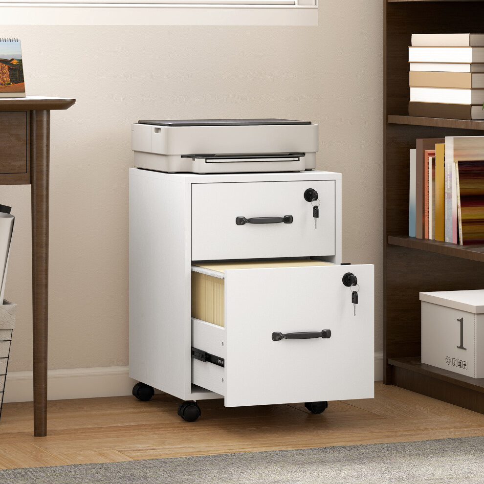 Homcom Roll File Cabinet With Drawer, Organiser Letter Size, White