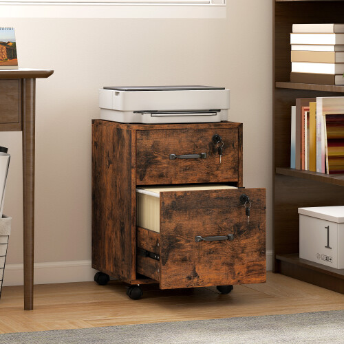 Homcom HOMCOM Roll File Cabinet with Drawer, Organiser Letter Size, Rustic Brown