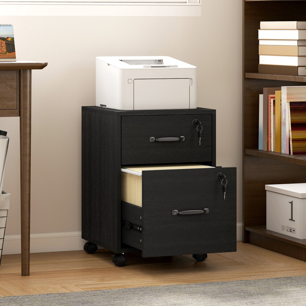 Homcom Roll File Cabinet With Drawer, Organiser Letter Size, Black