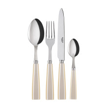 SABRE PARIS - Ic?ne 4 Pc Cutlery Set - Stainless Steel - Fork - Knife - Tablespoon - Teaspoon - Pearl White