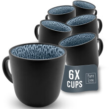 Ibiza Set of 6 Stoneware Mugs - Modern, Dishwasher, and Microwave-Safe - Stylish Coffee Mug Set - Coffee Cup - Cool Tea and Coffee Mug Set - Pure