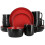 Elama Bacarra 16 Piece Stoneware Dinnerware Set in Two Tone Black and Red 1