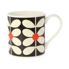 Orla Kiely 60's Stem Grey/Red Quite Big Mug 350ml - Bone China