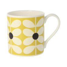 Orla Kiely 60's Stem Ochre/Yellow Quite Big Mug 350ml - Bone China