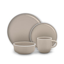 Barbary & Oak Nattura 16 Piece Dinnerware Set, 4X Dinner Plates, 4X Side Plates, 4X Bowls, 4X Mugs, Made from Premium Stoneware, Dishwasher Safe,