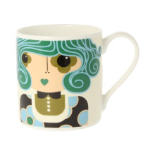 Orla Kiely Dee Dee Teal Quite Big Mug 350ml Bone China
