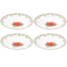 Harvey & Mason Set Of 4 Bowls Christmas Holly Porcelain Festive Dinner Setting Xmas Decor
