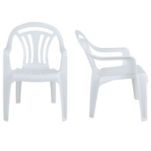STAR SUPPLIES Stackable Outdoor White Plastic Garden Low Back Patio Chairs (8)