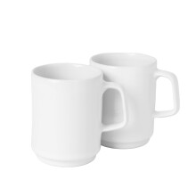 Berndorf Set of 2 White Porcelain Mugs, 300ml - Elegant Coffee and Tea Cups for Daily Use, Ideal Mug Set for Hot Beverages