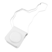 Mini pikakameran suojapussi PU-kamerakotelo säädettävällä olkahihnalla, yhteensopiva Fujifilm Instax Mini 12 -kameran kanssa, valkoinen