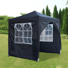 Storeinuk Gazebo, 2x2m Waterproof Outdoor Pop Up, for Garden Party, Event Shelters, Oxford Material, Alloy Steel Frame, Fibreglass Poles, Black