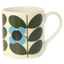 Orla Kiely Stem Bloom Turquoise Quite Big Mug 350ml - Bone China