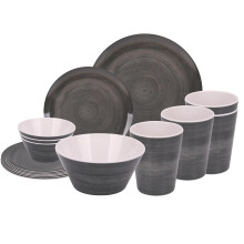 Neel Blue 16-Piece Dinnerware Set Melamine Plates, Dessert Plates, Bowls & Cups Dining Tableware Reusable Dinnerware Set for Indoor, Outdoor, Picnic &