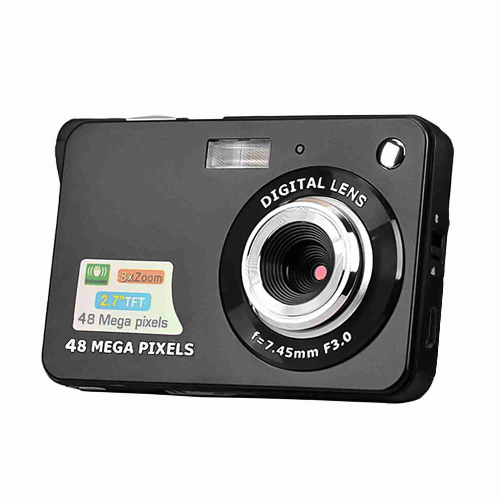 Digital Camera Mini Pocket Camera 48Mp 2.7 Inch Lcd Screen 8X Zoom Smile Capture Anti-Shake With Battery 3764617364678