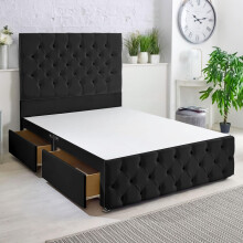 ComfoRest - Luxurious 5FT Leather Chesterfield King Divan Bed WITHOUT MATTRESS | Includes 2 Drawers | Elegant Frame Only for Stylish Bedroom Setup