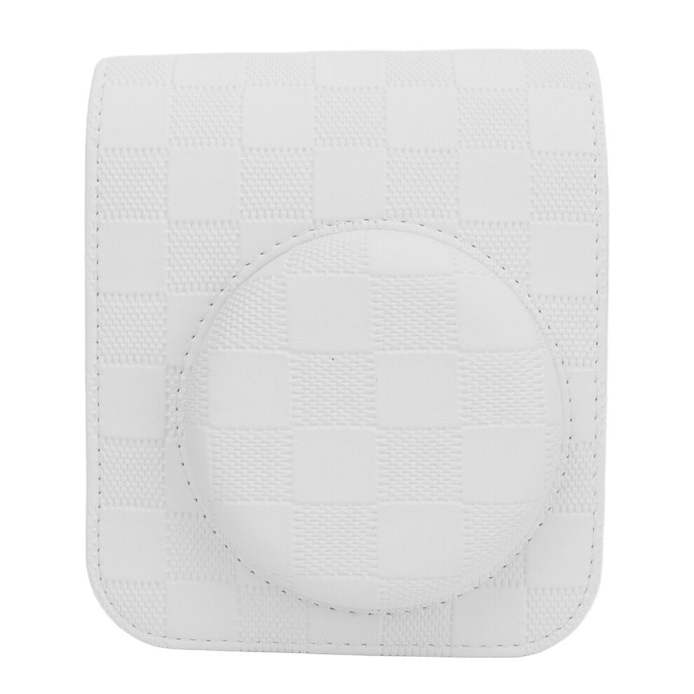 Compatible With Mini 12 Camera Protective Case Vintage Checkerboard Plaid Portable Travel Storage Cover Bag With Shoulder Strap White 3484027544209