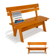 Beautissu Wooden Garden Bench Seat Weatherproof 3 Seater 150 cm wide ? Wooden Garden Furniture Seating Durable Robust & Lacquered Solid Outdoor Bench