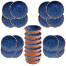 Rustic Swirl Indigo Melamine Outdoor Dining Set (24)