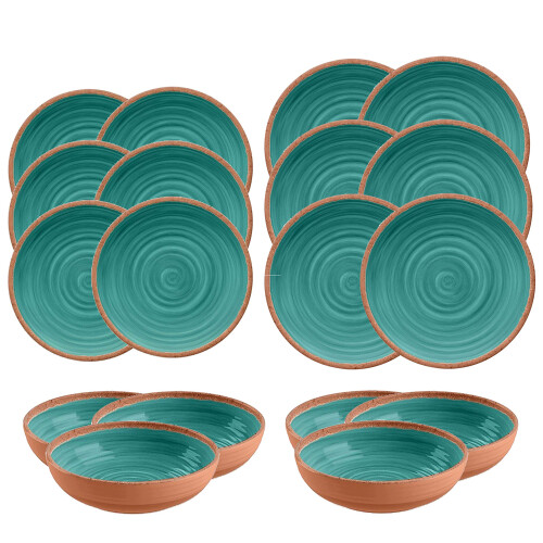 Rustic Swirl Turquoise Melamine Outdoor Dining Set (18)