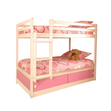 Comfy Living Slide Storage White Wooden Bunk Bed with Sliding Doors Supplied With Tanya Mattresses (Pink)
