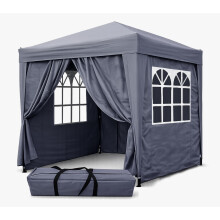 QUICK STAR Garden Pop up Gazebo 2x2m Smoky Grey with 4 curtains and carrying bag