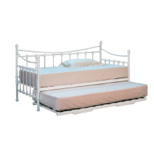 Comfy Living Classic Stunning White Metal 3ft Single Day Bed TRUNDLE INCLUDED