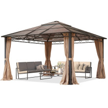 Garden pavilion 4x4 m waterproof ALU DELUXE gazebo with 4 sides 6mm polycarbonate roof