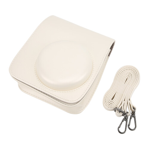 Estojo de couro PU com alça de ombro ajustável, compatível com proteção Instax Mini 11/9/8, branco. 1
