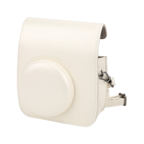 Estojo de couro PU com alça de ombro ajustável, compatível com proteção Instax Mini 11/9/8, branco. 2