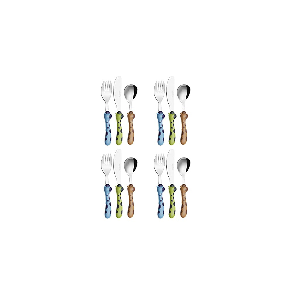 Exzact Children's Cutlery Stainless Steel 12Pcs/ Kids Cutlery/Toddler Flatware - 4 X Forks, 4 X Dinner Knives, 4 X Spoons - Bpa Free - Dishwasher Safe