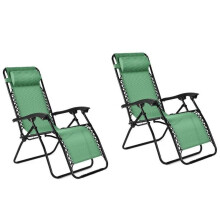 Freshnewlooks 2 Zero Gravity Eckman Green Sun Loungers Twin Cup and Phone Holder Adjustable Patio recliner Camping Bed