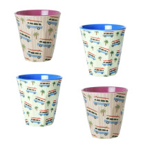 Rice Set of 4 Melamine Cups with Campervan Prints