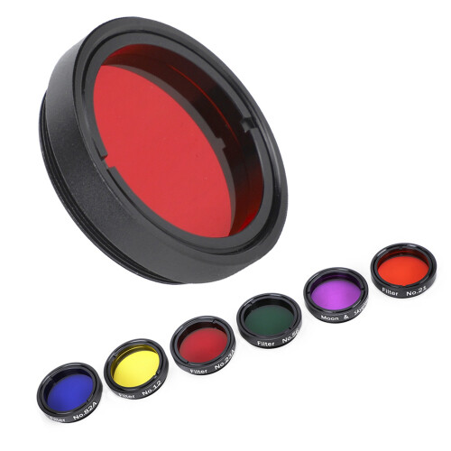 Kit com 6 filtros coloridos de 1,25 polegadas para telescópio, com estojo de armazenamento, compatível com oculares de telescópio. 2