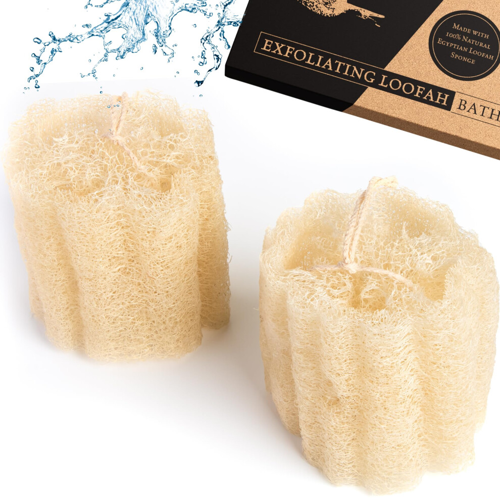 Lindissima Natural Loofah Sponge (X2 Pack) - Loofa Exfoliating Sponge, An Egyptian Loofah Body Exfoliator Scrubber For Shower And Bath, X2 Pack