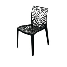 BE Furniture Black Designer Garden Chairs, Black Plastic Stacking Chairs, Deluxe Plastic Patio Chair