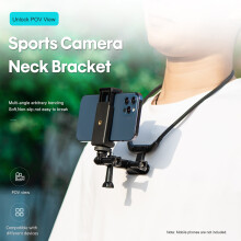 STARTRC nekhouder met telefoonclip, verticale en horizontale montage, voor GoPro 12 tot 7, Insta360 Ace Pro en DJI Osmo actiecamera's.