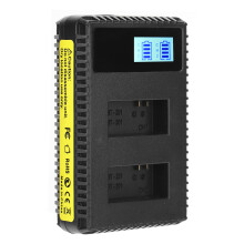 Draagbare camera-acculader compatibel met AHDBT-301 USB-camera-dubbellader met LCD-display