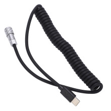 Type C naar 2-pins PD-trigger voedingskabel met spiraal, compatibel met BMPCC Blackmagic Pocket Cinema Camera 4K 6K