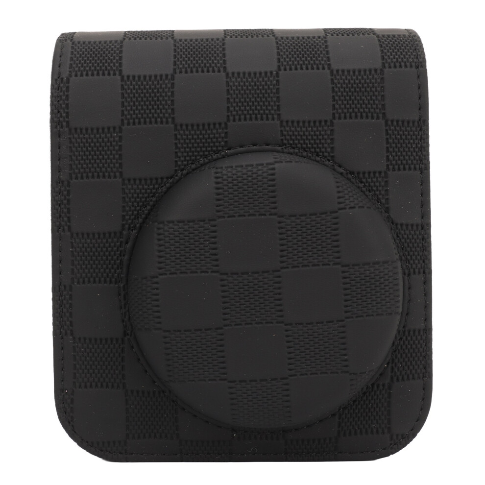 Compatible With Mini 12 Camera Protective Case Vintage Checkerboard Plaid Portable Travel Storage Cover Bag With Shoulder Strap Black 3125483112167