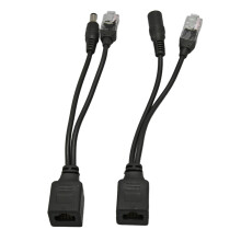 Adaptador divisor PoE 12V, estável, fácil de instalar, plug and play, à prova d'água, macho e fêmea, compatível com câmeras IP, preto.