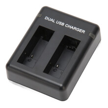 Oplader voor actiecamera's met dubbele USB-aansluiting (Type C, Micro USB). Compatibel met actiecamera's.