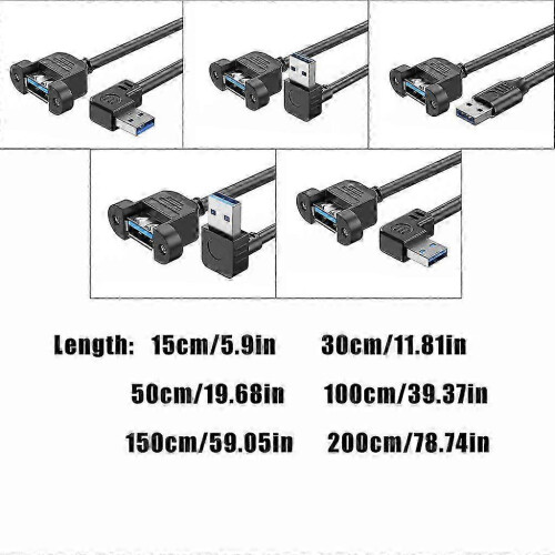 (2m Left) USB 3.0 Extension Cable USB 3.0 Male to Female With Screw Panel Mount for PC 2
