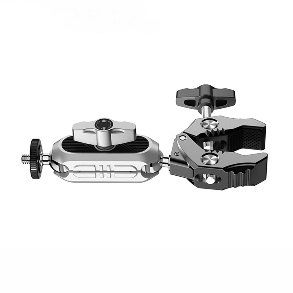 Camera Mount Clamp Bicycle Handlebar Adapter, Aluminum Alloy 1.5Kg Load Capacity Dual 360 Rotatable Ball Head With Gopro Adapter For Action Cameras 3322194847634
