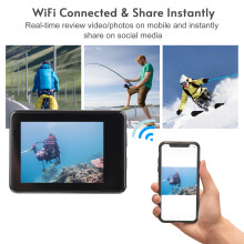 4K WiFi Action Sports Camera 16MP 170 Wide Angle 2.0 Inch LCD 30m Waterproof with Mounting Accessories for Diving Surfing Skiing Cycling